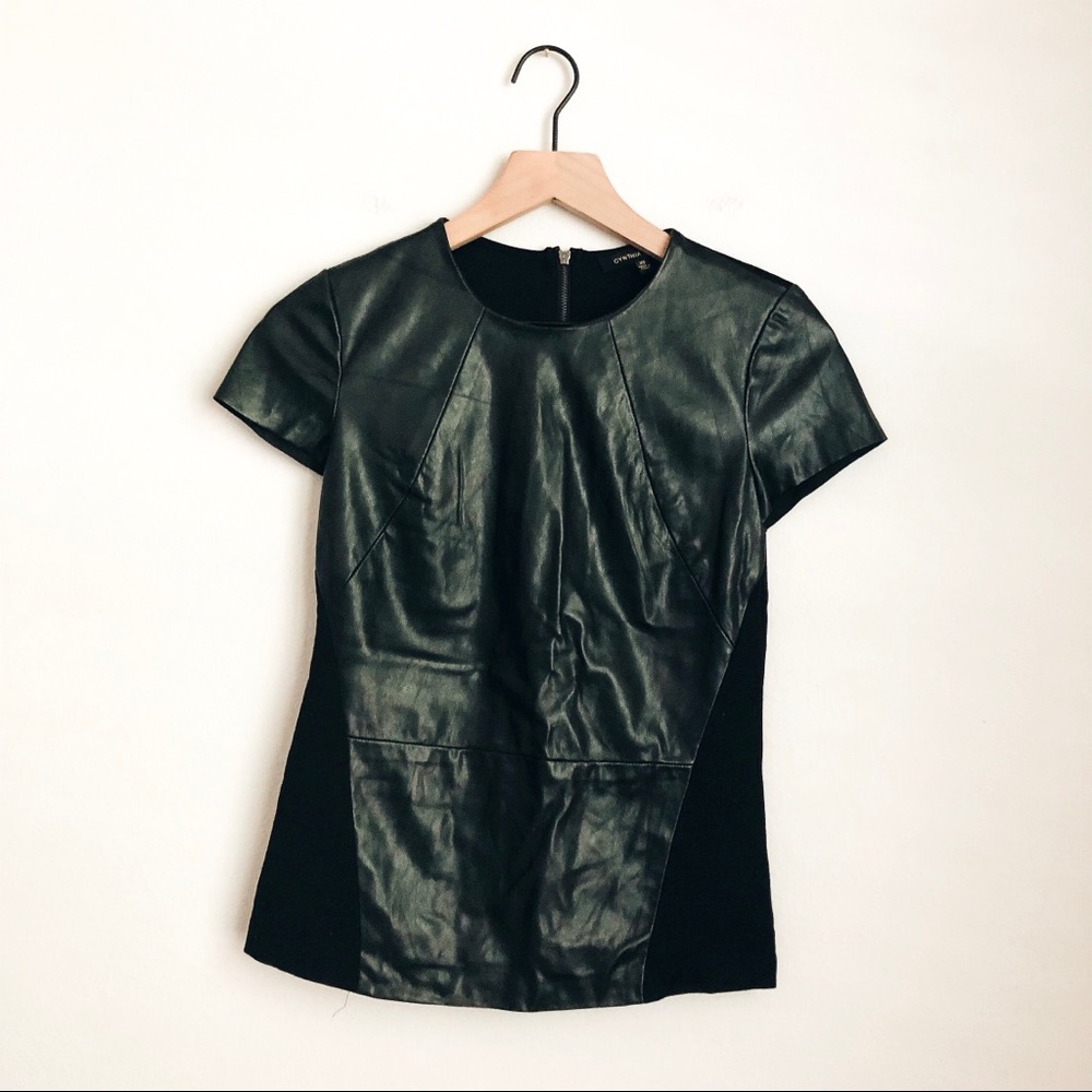 CYNTHIA STEFFE • faux leather top - Picture 1 of 6
